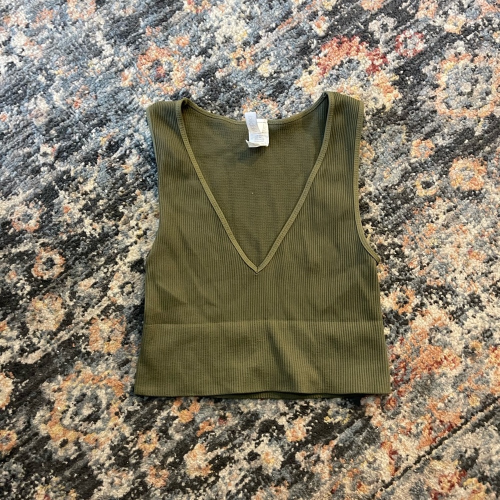Olive V Neck Crop top